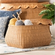 bali & pari Ayleen Natural Rattan Basket with Scalloped Lid Storage Box Small