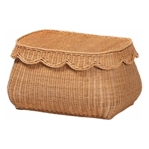 bali & pari Ayleen Natural Rattan Basket with Scalloped Lid Storage Box Small