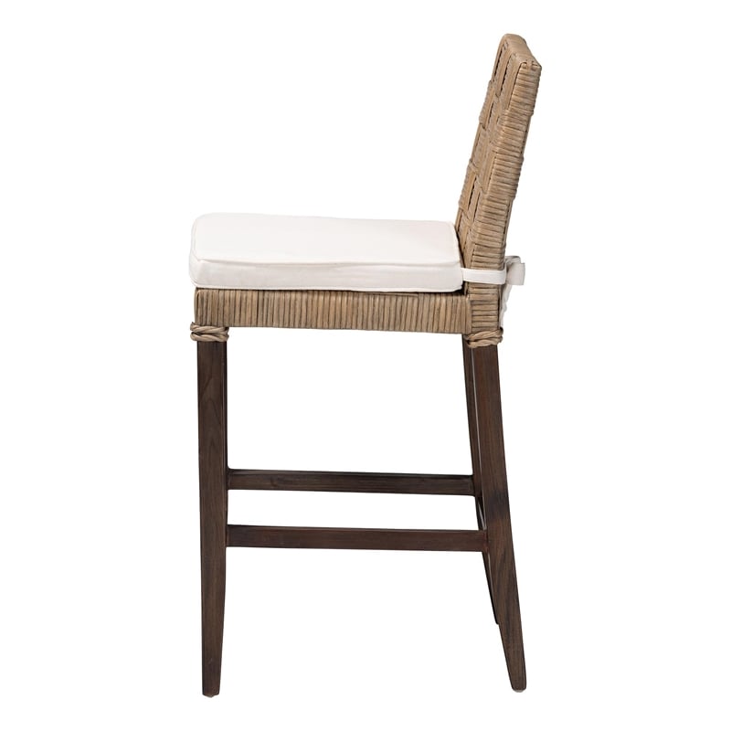 bali & pari Fatima Natural Rattan Counter Stool with Cushion Handwoven Stool