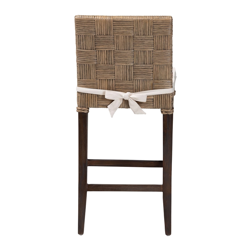 bali & pari Fatima Natural Rattan Counter Stool with Cushion Handwoven Stool