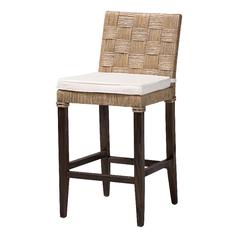 bali & pari Fatima Natural Rattan Counter Stool with Cushion Handwoven Stool