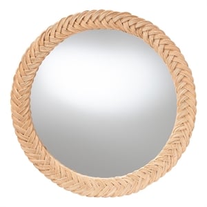 bali & pari Nara Natural Rattan Wall Mirror Handwoven Wicker Frame Round