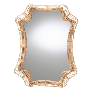 bali & pari Yusra Natural Rattan Wall Mirror Handwoven Wicker Frame