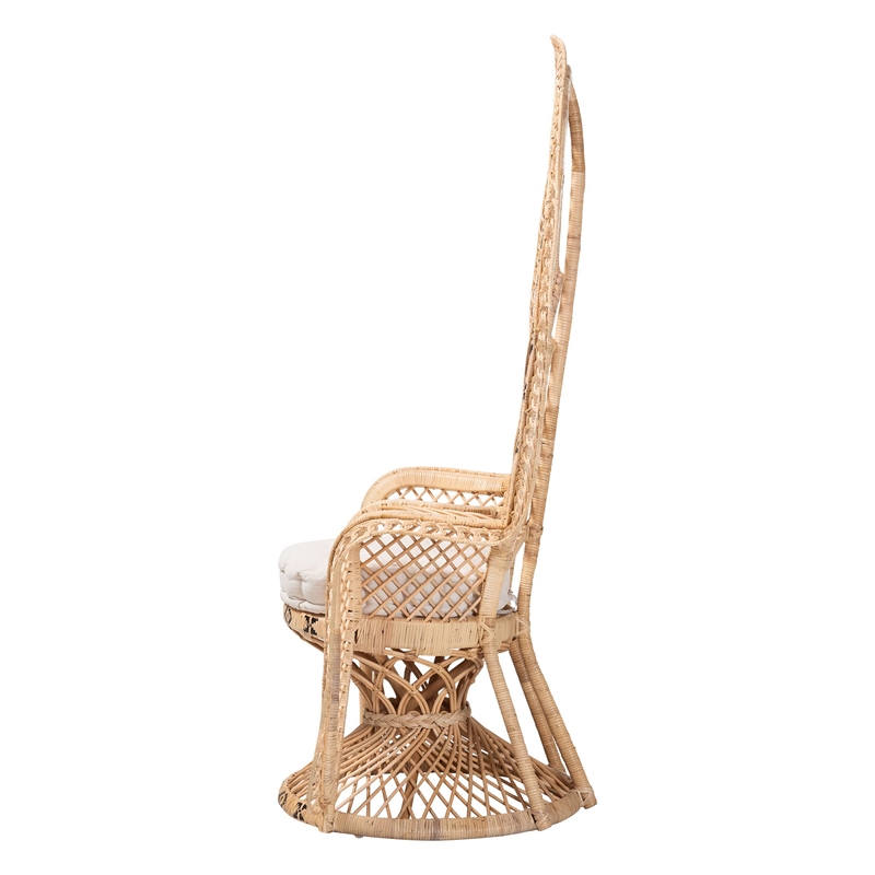 bali & pari Nafisa Natural Rattan Peacock Chair Handwoven Wicker Accent Chair