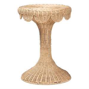 bali & pari Natala Rattan End Table Handwoven Wicker Tulip Accent Table