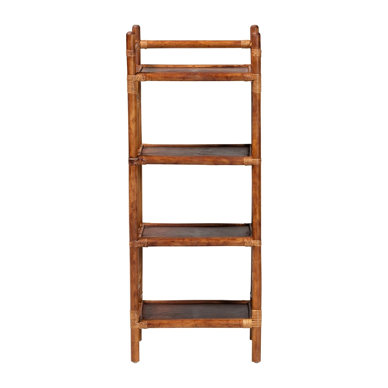 bali & pari Basile Marbled Tortoise Natural Rattan Display Shelf