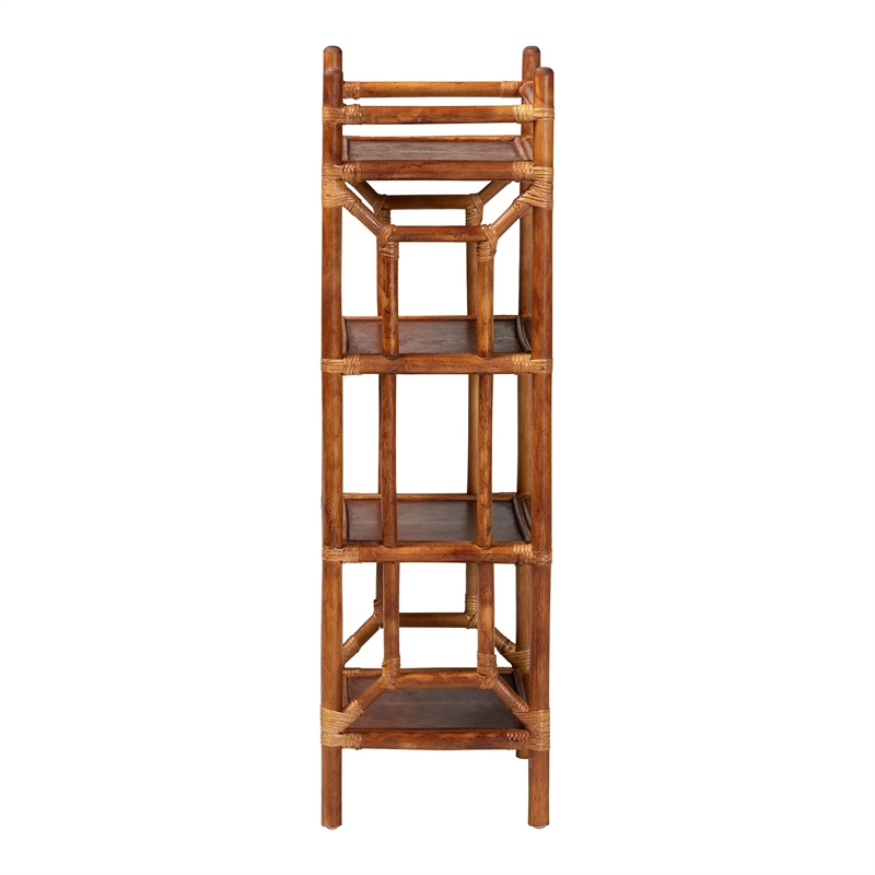 bali & pari Basile Marbled Tortoise Natural Rattan Display Shelf