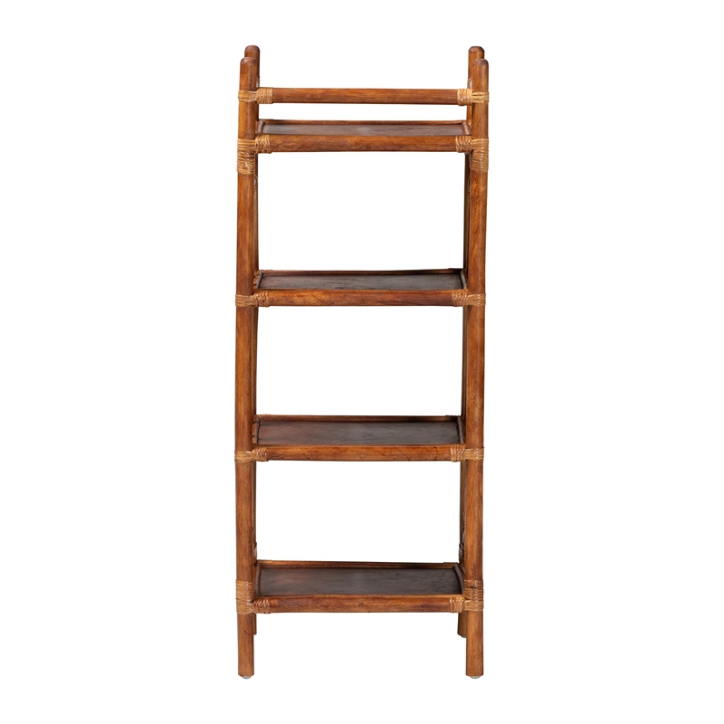 bali & pari Basile Marbled Tortoise Natural Rattan Display Shelf