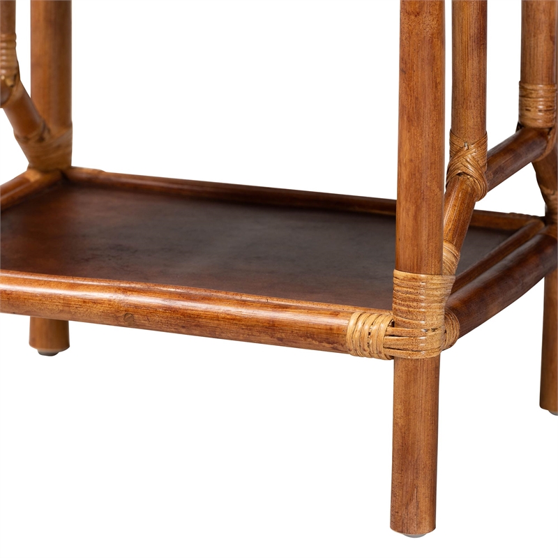 bali & pari Basile Marbled Tortoise Natural Rattan Display Shelf