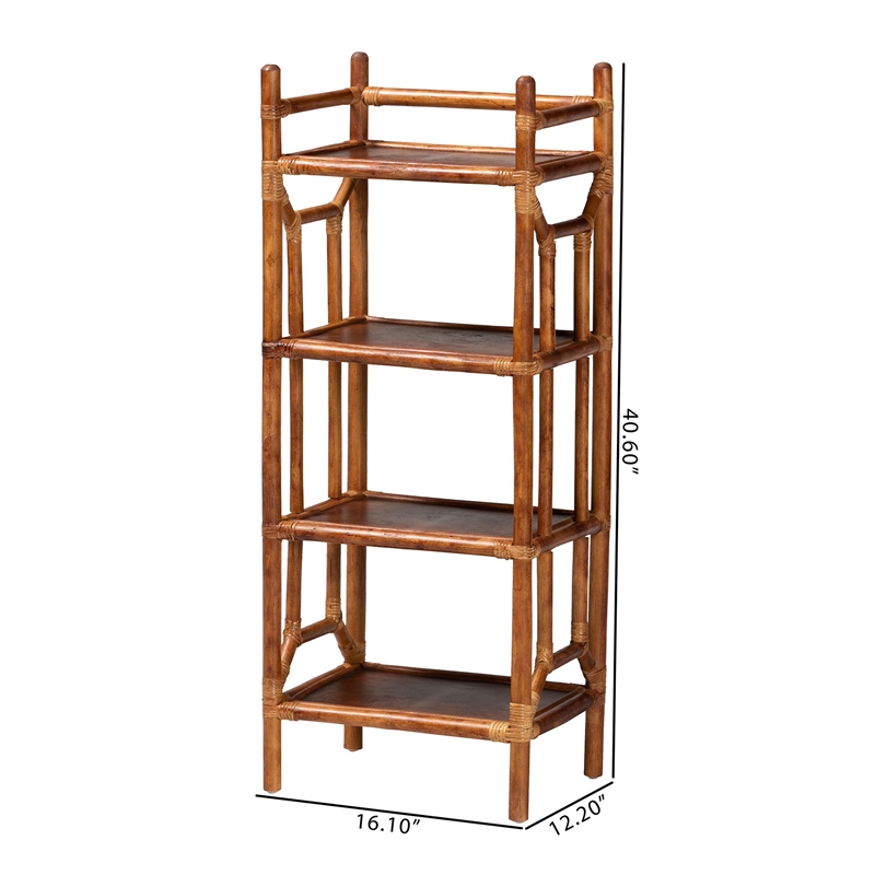 bali & pari Basile Marbled Tortoise Natural Rattan Display Shelf