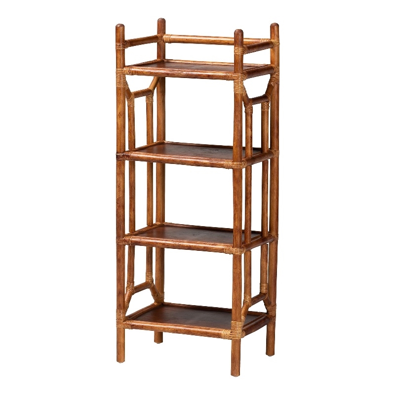 bali & pari Basile Marbled Tortoise Natural Rattan Display Shelf