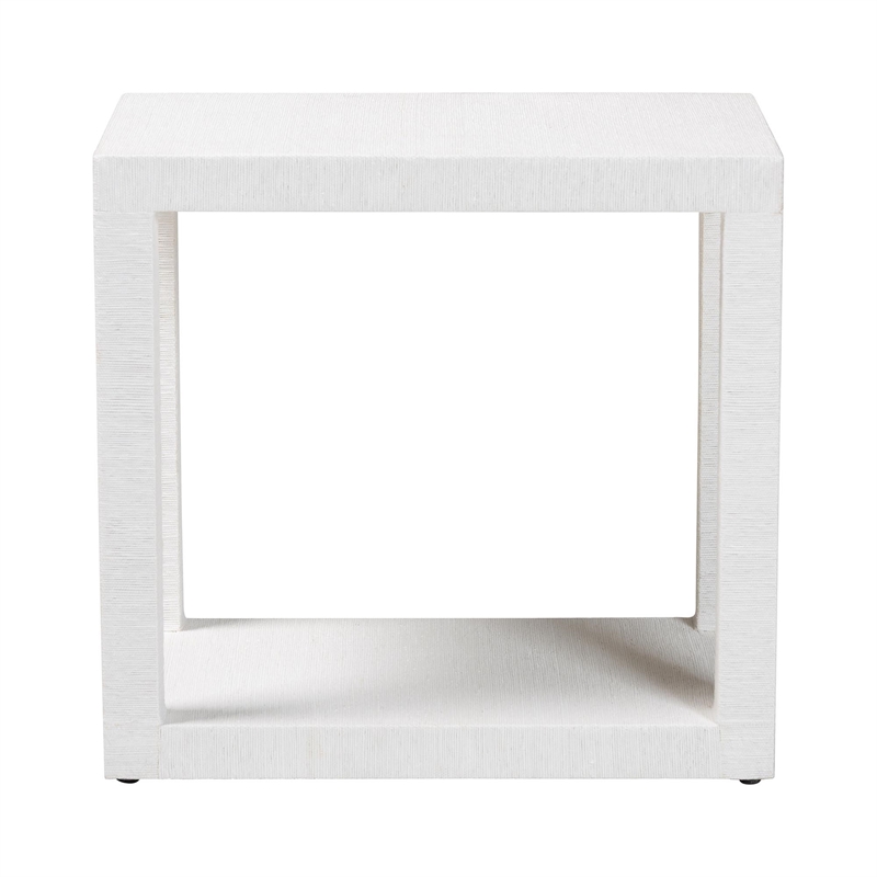 bali & pari Oaklynn Natural Grasscloth End Table Two-Tier Accent Table White