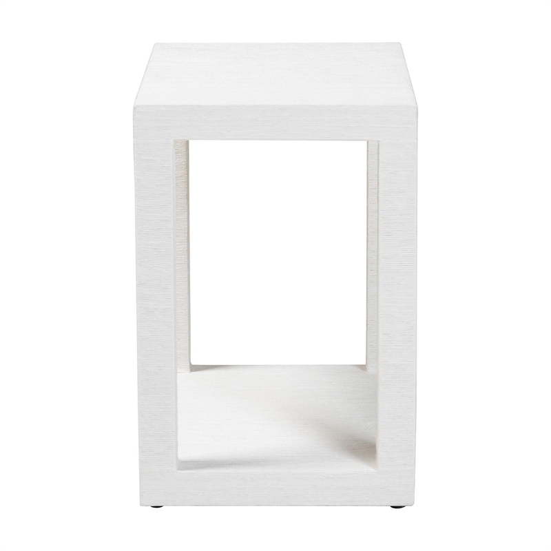 bali & pari Oaklynn Natural Grasscloth End Table Two-Tier Accent Table White