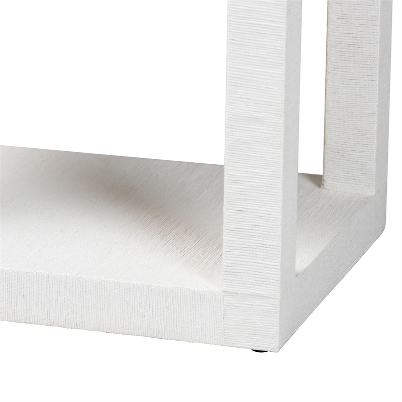 bali & pari Oaklynn Natural Grasscloth End Table Two-Tier Accent Table White