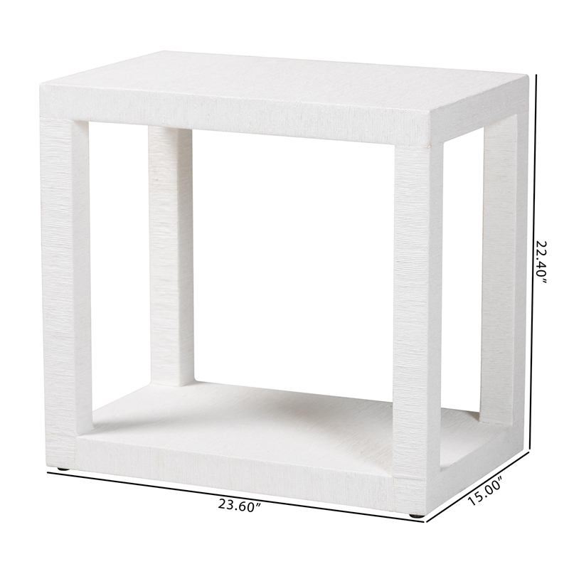 bali & pari Oaklynn Natural Grasscloth End Table Two-Tier Accent Table White