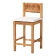 bali & pari Pava Woven Seagrass Counter Stool Solid Mahogany Wood Stool