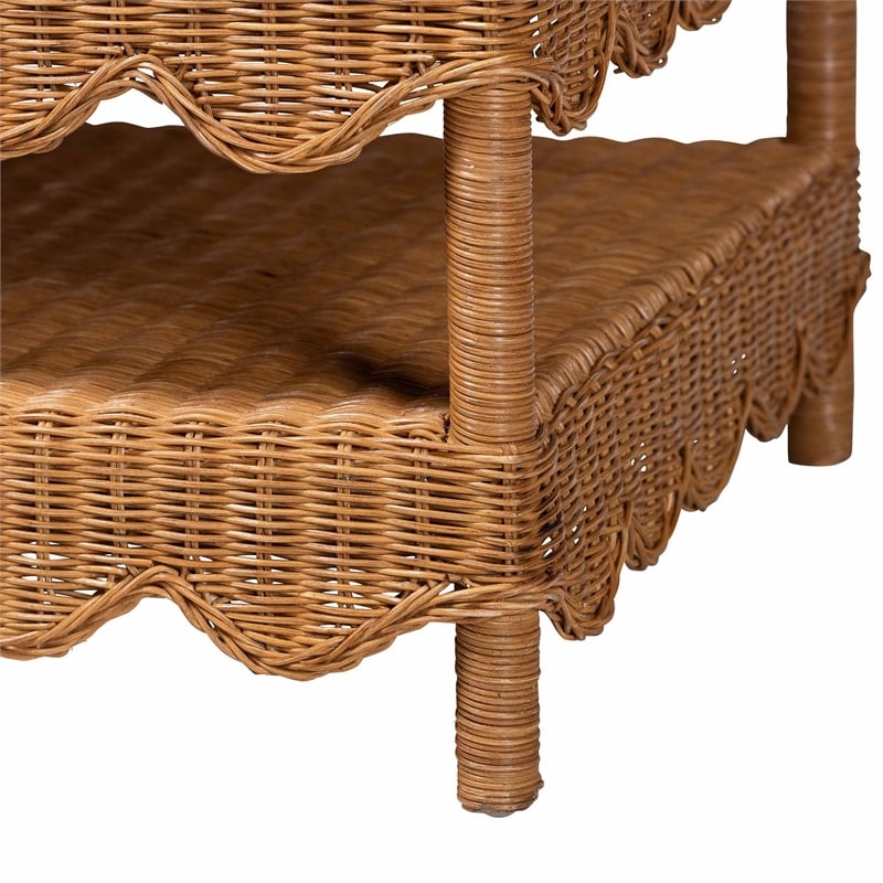 bali & pari Oteria Natural Rattan Coffee Table Handwoven Wicker Cocktail Table