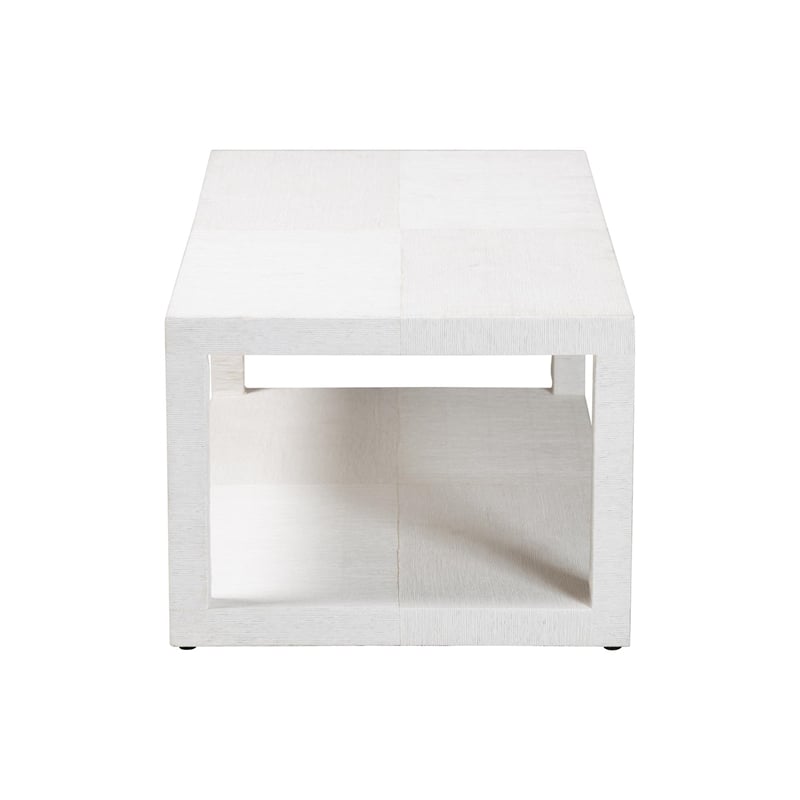 bali & pari Oaklynn Grasscloth Coffee Table Two-Tier Cocktail Table White