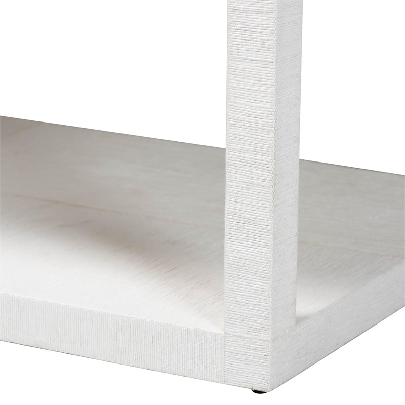 bali & pari Oaklynn Grasscloth Coffee Table Two-Tier Cocktail Table White
