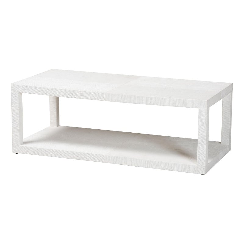bali & pari Oaklynn Grasscloth Coffee Table Two-Tier Cocktail Table White