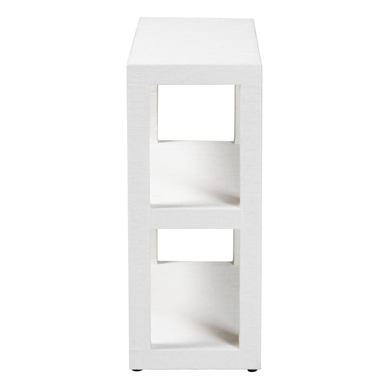 bali & pari Oaklynn Natural Grasscloth Bookshelf Two-Tier Display Piece White