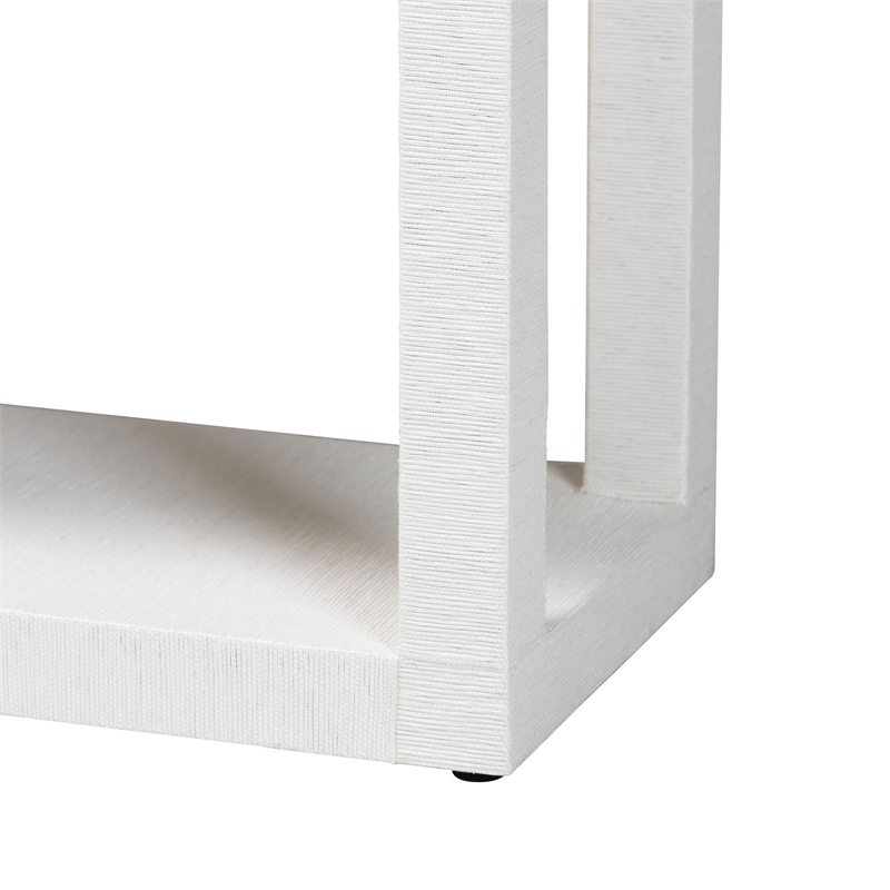 bali & pari Oaklynn Natural Grasscloth Bookshelf Two-Tier Display Piece White