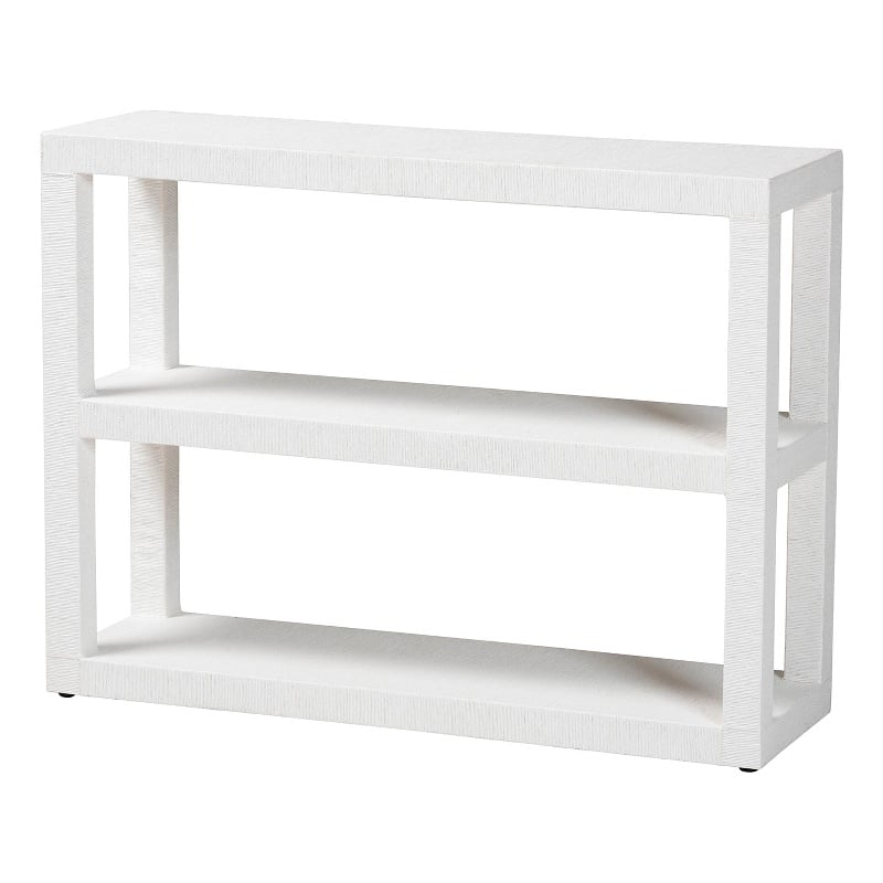 bali & pari Oaklynn Natural Grasscloth Bookshelf Two-Tier Display Piece White