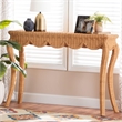 bali & pari Deborah Natural Rattan Console Table Handwoven Wicker Accent Table