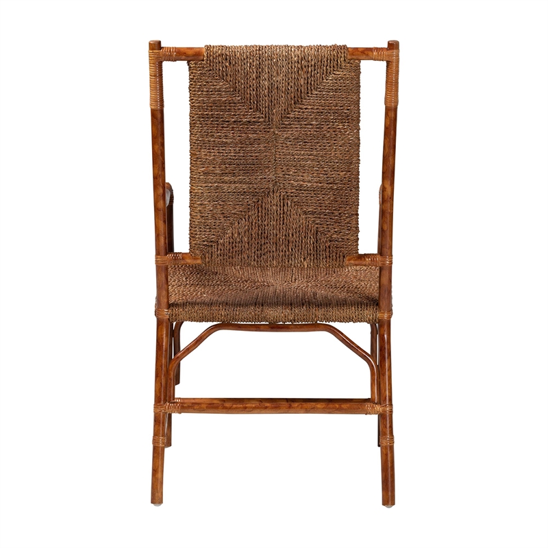 bali & pari Ramos Marbled Tortoise Natural Rattan and Seagrass Armchair