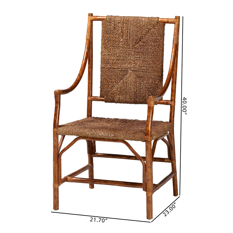 bali & pari Ramos Marbled Tortoise Natural Rattan and Seagrass Armchair
