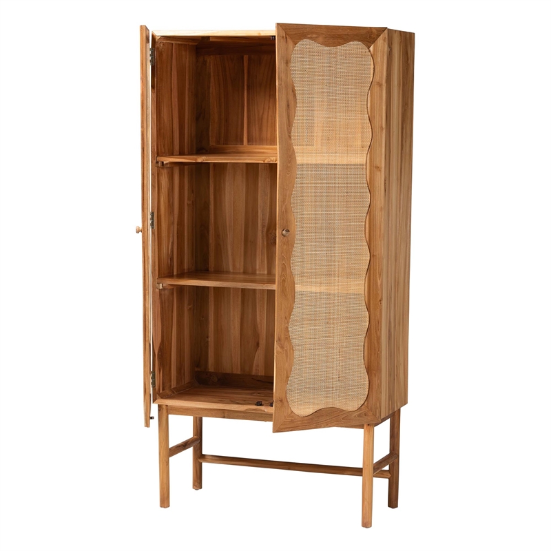 bali & pari Augusto Teak Wood Cabinet 2-Door Storage Organizer