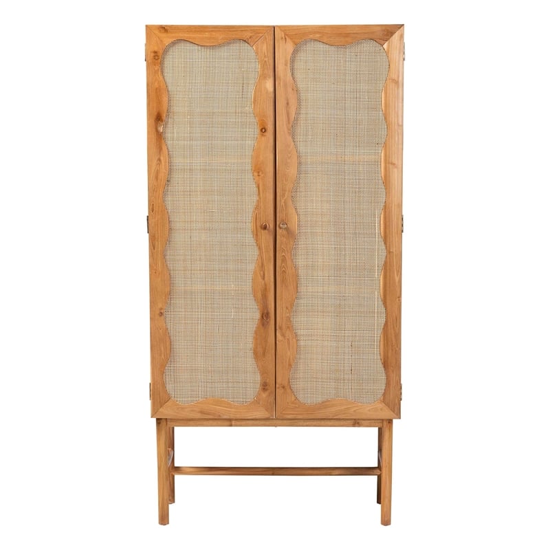 bali & pari Augusto Teak Wood Cabinet 2-Door Storage Organizer