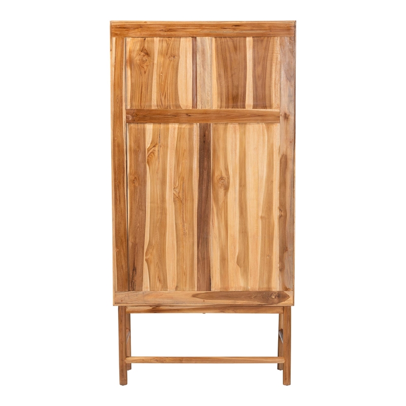 bali & pari Augusto Teak Wood Cabinet 2-Door Storage Organizer