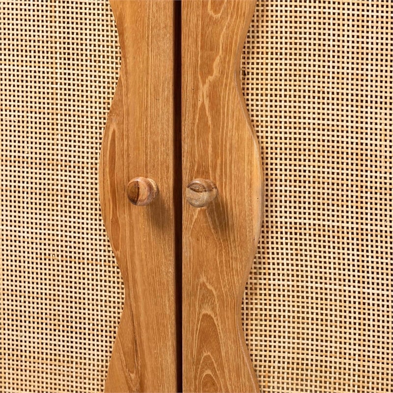 bali & pari Augusto Teak Wood Cabinet 2-Door Storage Organizer