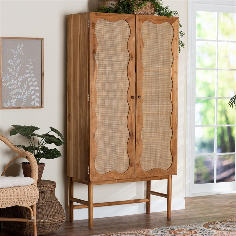 bali & pari Augusto Teak Wood Cabinet 2-Door Storage Organizer