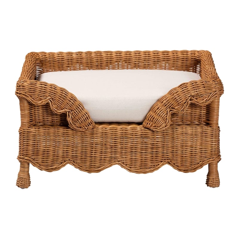 bali & pari Papina Natural Rattan Pet Bed with Scalloped Sides