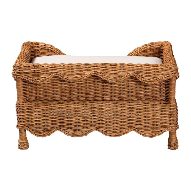 bali & pari Papina Natural Rattan Pet Bed with Scalloped Sides