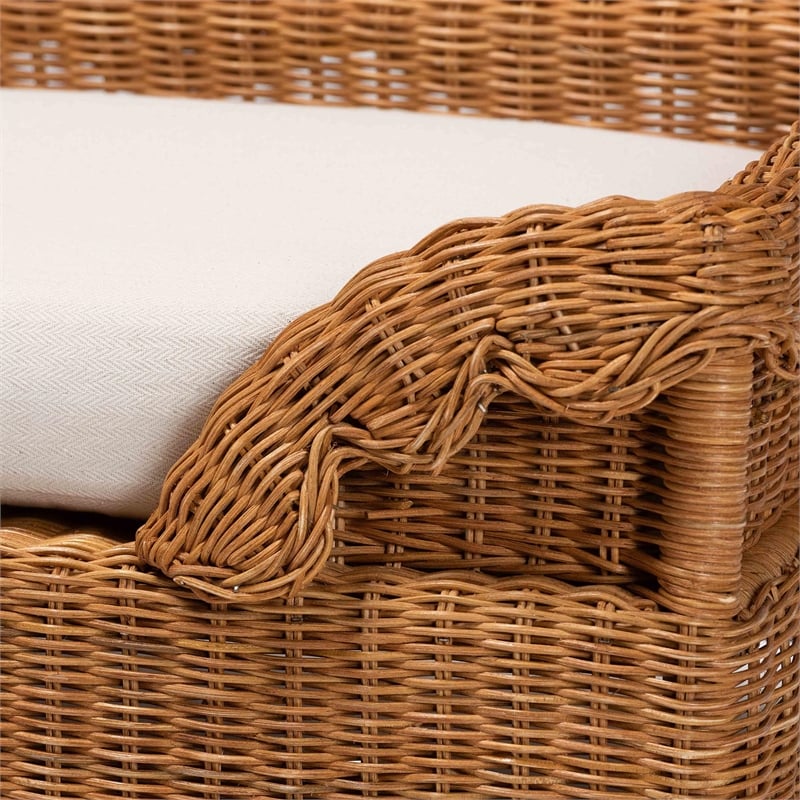 bali & pari Papina Natural Rattan Pet Bed with Scalloped Sides
