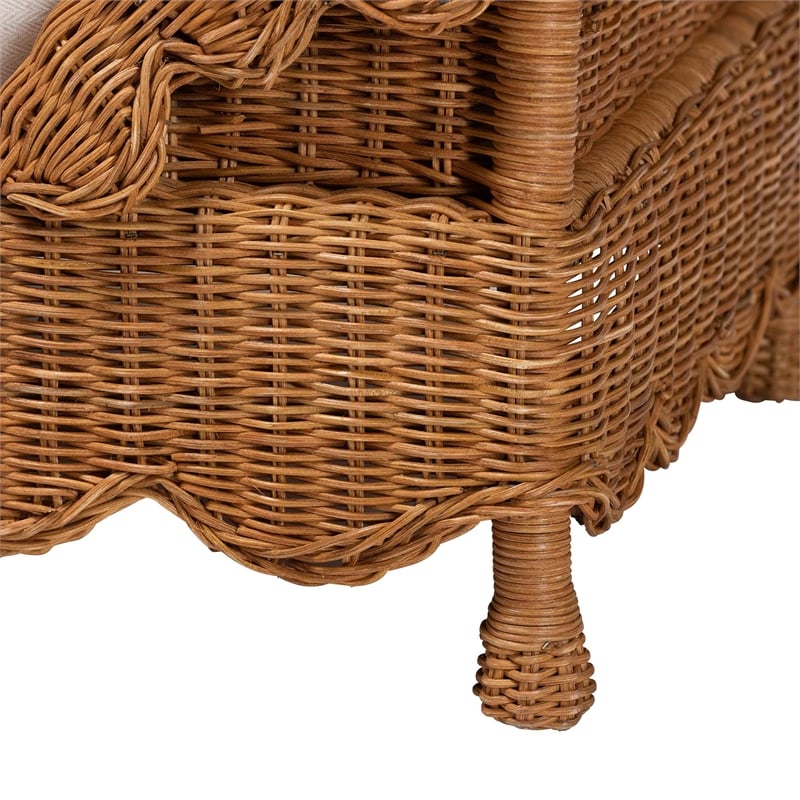 bali & pari Papina Natural Rattan Pet Bed with Scalloped Sides