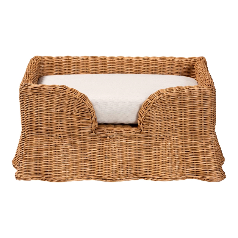 bali & pari Belita Natural Rattan Pet Bed with Scalloped Base