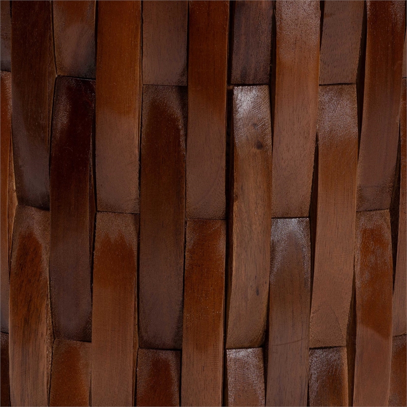 bali & pari Lavanya End Table with Petrified Wood Top Drum Accent Side Table