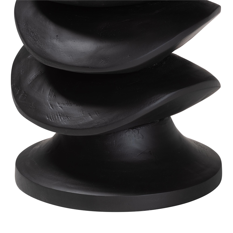 bali & pari Ziva End Table with Petrified Wood Top Pedestal Accent Side Table