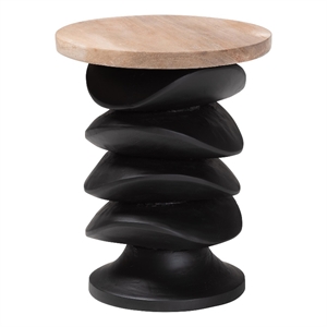 bali & pari Ziva End Table with Petrified Wood Top Pedestal Accent Side Table