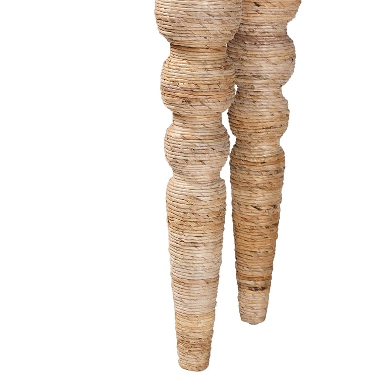 bali & pari Nasnan Teak Wood Console Table with Seagrass and Bobbin Legs