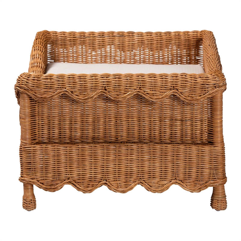 bali & pari Papina Natural Rattan Pet Bed with Scalloped Sides