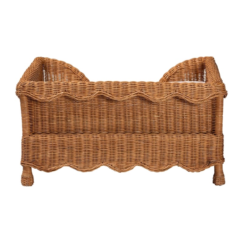 bali & pari Papina Natural Rattan Pet Bed with Scalloped Sides