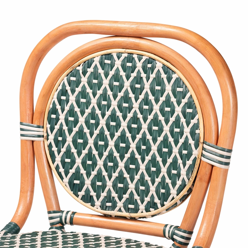 bali & pari Mattie Rattan Bistro Counter Stool Handwoven Accent Seating Green