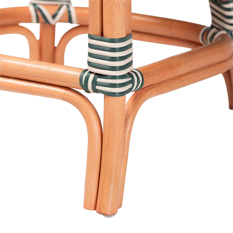 bali & pari Mattie Rattan Bistro Counter Stool Handwoven Accent Seating Green