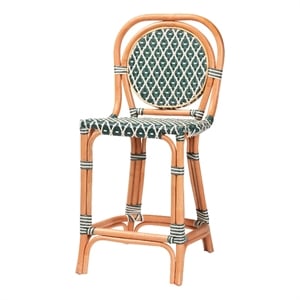 bali & pari Mattie Rattan Bistro Counter Stool Handwoven Accent Seating Green