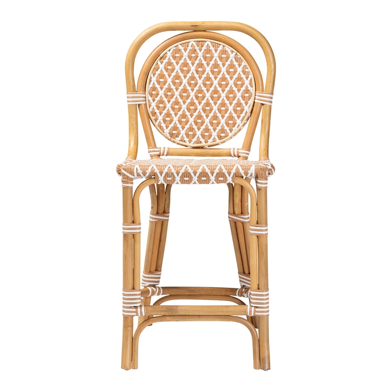 bali & pari Mattie Rattan Bistro Counter Stool Handwoven Accent Seating Beige